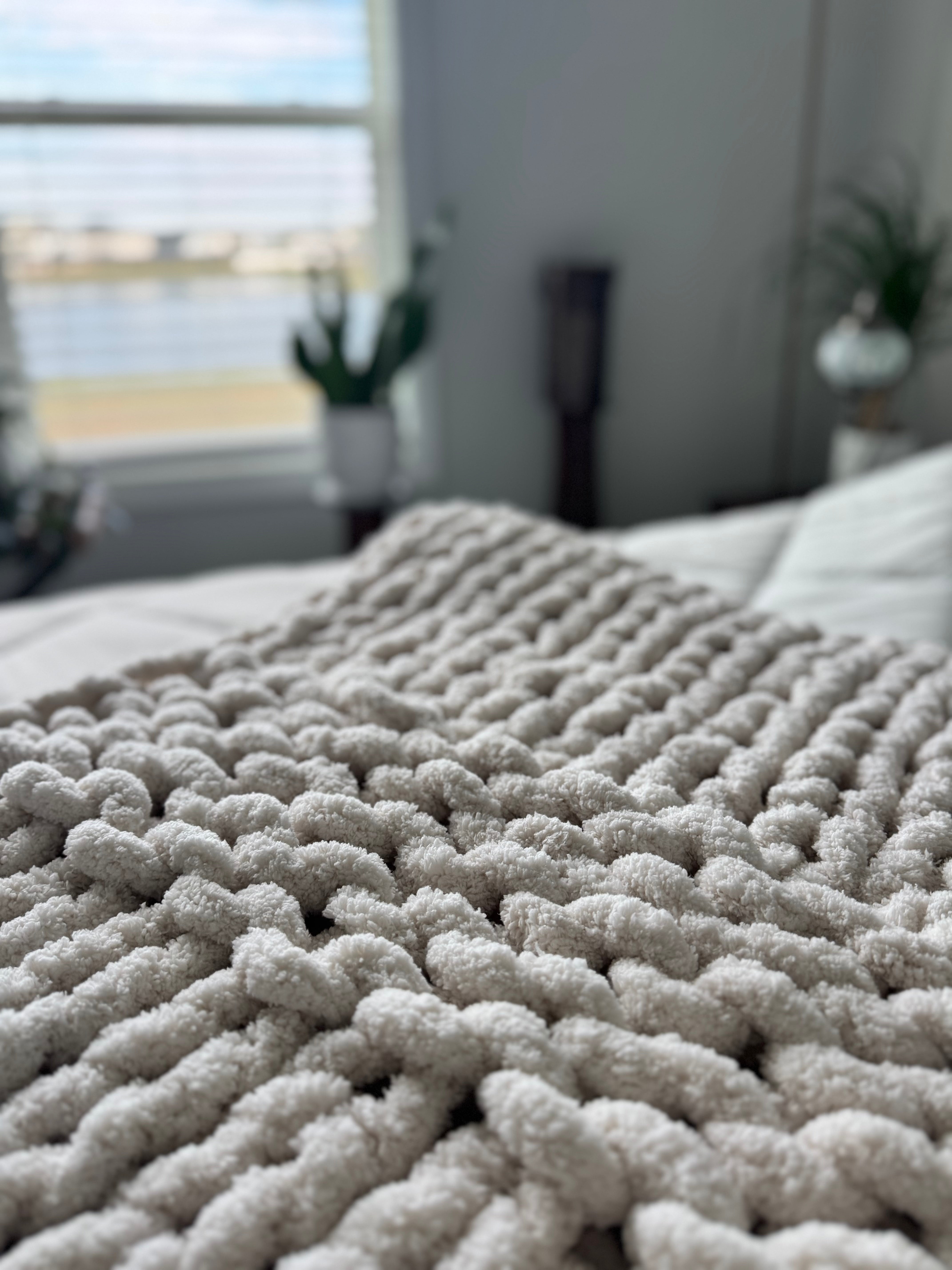 Chunky Knit Crochet Blanket Pattern Up Close Design