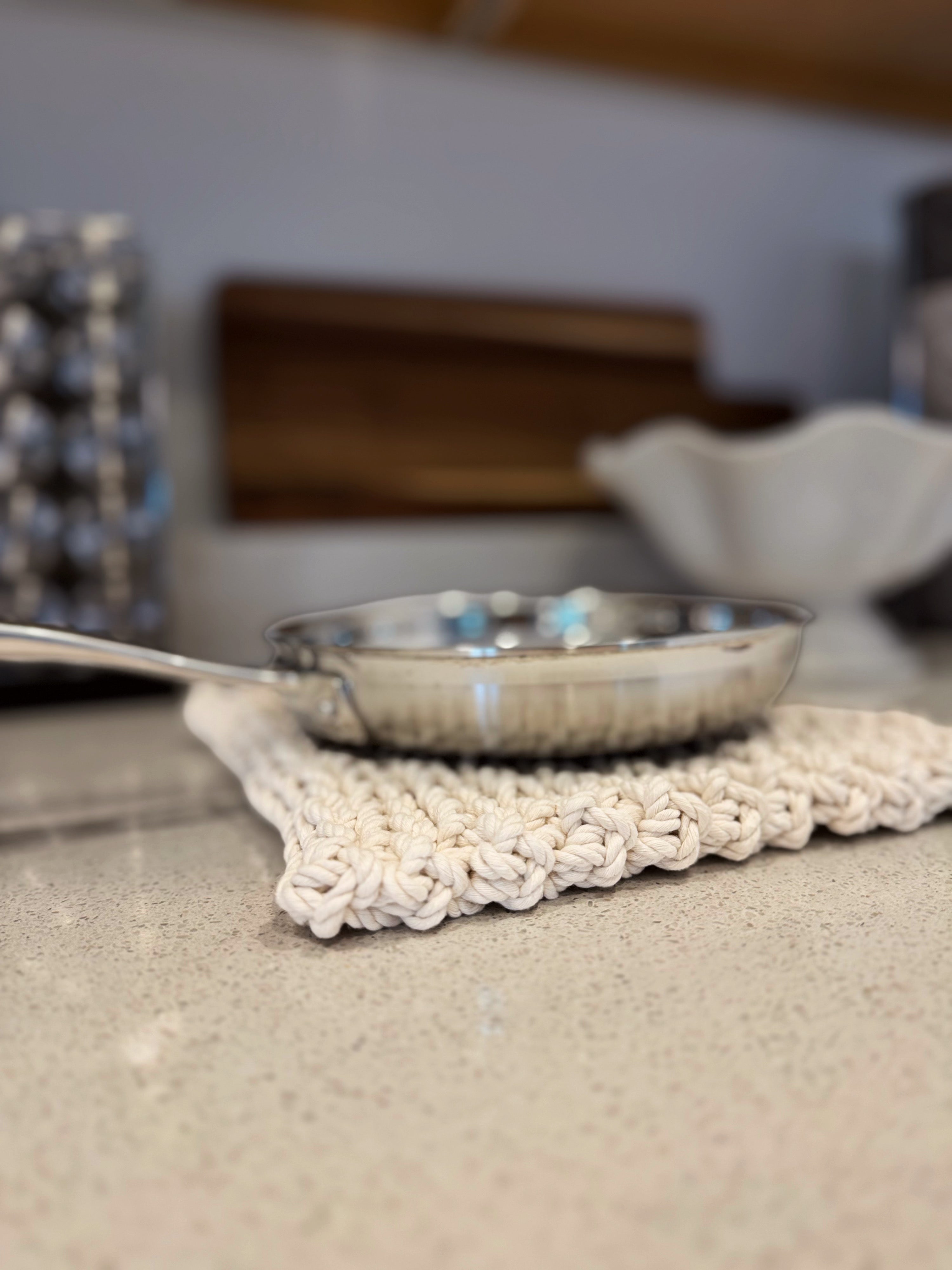 Custom Handmade Crochet All Cotton Hot Pad Trivet Hanging Heat Resistant Gift Kitchen