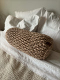 Cylindrical Bolster Lumbar Pillow Khaki Brown Crochet Handmade Custom Gift