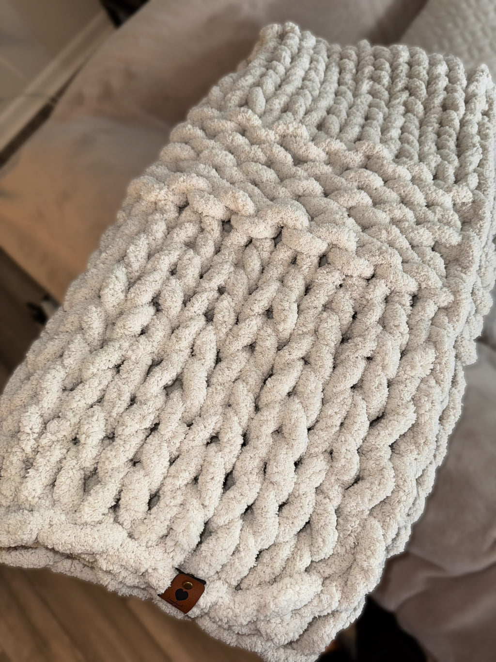 French Vanilla Chunky Knit Blanket