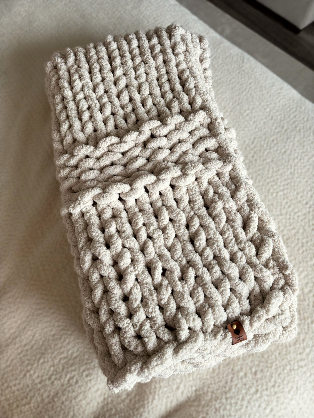 French Vanilla Chunky Knit Blanket